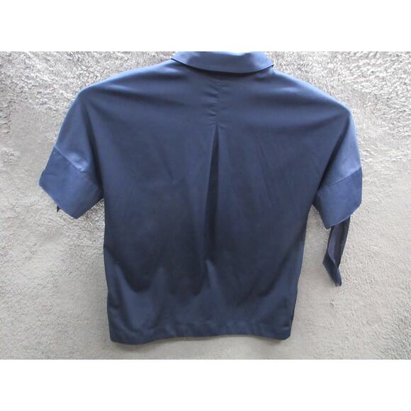 Chico's Womens No-Iron Blue Chic Stretch Bow-and-Grommet Tunic Top Sz 2, 12 US - Picture 13 of 16